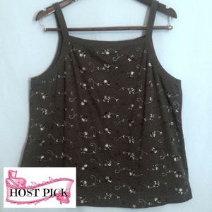 🌟 Sale! HP Xhilaration Gray Embroidered Tank Top